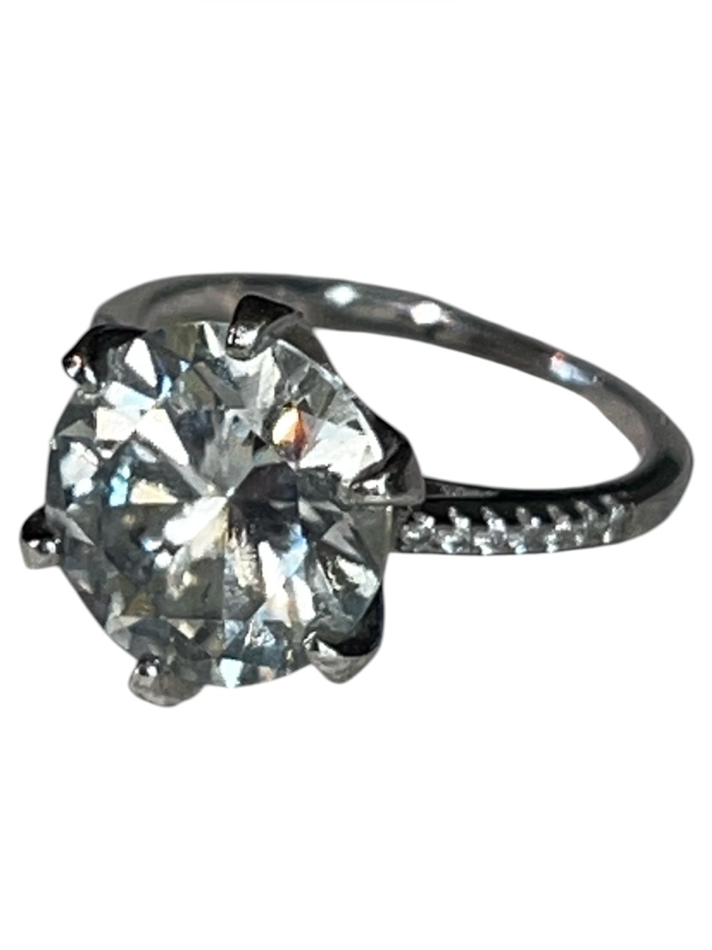 Silver Solitaire Round-Cut Clear Stone CZ Ring size 6